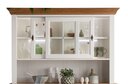 Sideboard I Alva aus massiver Kiefer und Eiche Aufsatz mit Glastüren, 160.1 x 36 x 107.5 cm