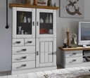 Highboard Landhausstil Fjord mit Glastüren 118,5 x 163,5 x 48, weiß, gelaugt/geölt