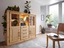 Highboard II Molde Landhausstil Massive Kiefer 154 x 140 x 48 cm, Kiefer, lackiert
