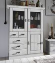Highboard Landhausstil Fjord mit Glastüren 118,5 x 163,5 x 48, weiß, weiß