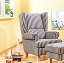 Sylt Ohrensessel Sild Sessel, Blau, 80 x 110 x 92 cm