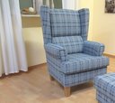 Sylt Ohrensessel Sommerlyst Sessel - blau kariert - 80 x 110 x 92 cm