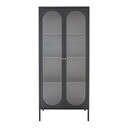 Adelaide Metall Vitrine mit 2 geriffelten Glastüren, Schwarz Schwarz, 80x35x180 cm