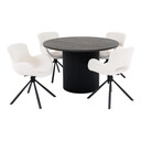 Boavista und Amorim Esszimmer Set, Runder Esstisch mit 4 Stühlen Ø120 cm+ 4 Stühle