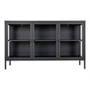 House Nordic Brisbane Sideboard mit 3 Glastüren Schwarz 140x40x85 cm