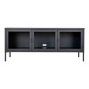 House Nordic Brisbane Stahl TV-Bank mit 3 Glastüren 130x40x55 cm, schwarz