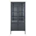 House Nordic Brisbane Vitrine, 4 Türen, Stahl 80x35x180 cm, schwarz