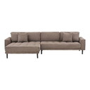 Lido Lounge Sofa mit Longchair 290 x 170/92 cm, Braun,  Schwarze Holzfüße, Longchair links