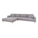 Lido Lounge Sofa mit Longchair 290 x 170/92 cm, Hellgrau, Naturholz-Füße, Longchair links