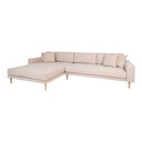Lido Lounge Sofa mit Longchair 290 x 170/92 cm, Sand, Naturholz-Füße, Longchair links