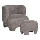 Nazare Lounge-Sessel mit Hocker Grau 77 x 79 x 72 / 53 x 41 x 38 cm