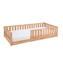 Kinder Bodenbett mit Rausfallschutz und Rollrost Bodenbett ohne Hausaufsatz, 90 x 200 cm, Wildeiche