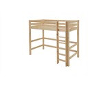 Kinder Hochbett Kiefer mit Absturzsicherung und gerader Leiter 90 x 200 cm, natur