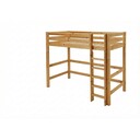 Kinder Hochbett Kiefer mit Absturzsicherung und gerader Leiter 90 x 200 cm, laugenfarbig