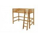 Kinder Hochbett Kiefer mit Absturzsicherung und schräger Leiter 90 x 200 cm, laugenfarbig