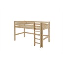 Etagenbett für 2 Kinder Kiefer Massivholz mit gerader Leiter 2x 90x200 cm, natur