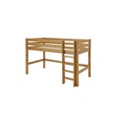 Etagenbett für 2 Kinder Kiefer Massivholz mit gerader Leiter 2x 90x200 cm, laugenfarbig