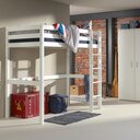 Pinocchio Hochbett massiver Buche weiß lackiert ohne Tischplatte, ohne Lattenrost