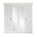 Kleiderschrank 4-türig Eva mit 2 Spiegeltüren 214x211x62cm, komplett weiß