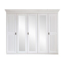 Kleiderschrank 5-türig Eva mit 3 Spiegeln 264x211x62cm, komplett weiß