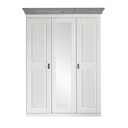 Kleiderschrank Eva 3-türig mit Spiegeltür 165x211x62cm, weiß, grau