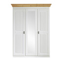 Kleiderschrank Eva 3-türig mit Spiegeltür 165x211x62cm, weiß, gelaugt