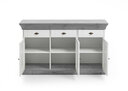 Landhaus Anrichte Bergen mit 3 Türen 143 x 45 x 85 cm, weiß/grau