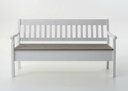 Sitzbank Boston mit Armlehnen aus Massivholz 169,1x93x46 cm, weiß, Sitzfläche grau