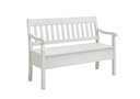 Sitzbank Boston mit Armlehnen aus Massivholz 130,9x93x46 cm, weiß, Sitzfläche weiß