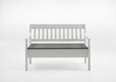 Sitzbank Boston mit Armlehnen aus Massivholz 130,9x93x46 cm, weiß, Sitzfläche grau