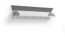 Wandregal mit 5 Haken Bergen Nordische Kiefer massiv 106.8 x 6,3 x 26 cm, weiß/grau