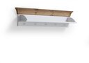 Wandregal mit 5 Haken Bergen Nordische Kiefer massiv 106.8 x 6,3 x 26 cm, weiß/laugenfarbig