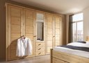 Kleiderschrank mit Kassettenfront mit Spiegelholztür Vita, 5-türig 264 x 224 x 62 cm, laugenfarbig