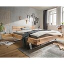 Schwebebalkenbett Skals aus Wildeiche 140 x 200 cm, verchromt