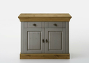 Landhaus Anrichte Bergen Massivholz klein 107,5 x 84,7 x 44,9 cm, grau/gelaugt geölt