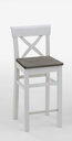 Landhaus Barhocker Fjord Massivholz 43,5x44x96 cm, weiß, Sitz grau niedrig