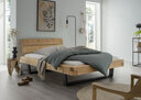 Cinall Massivholz Balkenbett Unika mit Metallkufe und Holzkopfteil 140 x 200 x 88 cm, Fichte