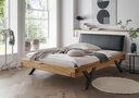 Balkenbett Doppelbett mit schwarzem Kopfteil und Y-Bein Metall Eiche, 140 x 200 cm