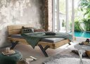 Cinall Unika Balkenbett Doppelbett mit Y-Bein Metall aus Massivholz Fichte, 140 x 200 cm