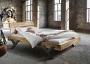 Cinall Unika Balkenbett Doppelbett mit Y-Bein Metall aus Massivholz Eiche, 140 x 200 cm