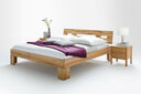 Massivholz Schlafzimmer Bett Modern Zen mit Grid Kopfteil 140 x 200 x 93 cm, Kernbuche