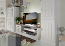 TV-Schrank Landhaus Lowboard Fjord 171,3x53,4x48, weiß/grau