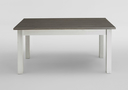 Massivholz Esstisch Boston 78x78cm, weiß Tischplatte grau