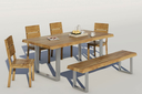 Massivholz Esstisch mit Chromgestell Baumkantentisch 180 x 100 x H 76 cm, Wildeiche geölt