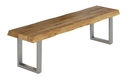 Massivholz Sitzbank Baumkante mit Chromgestell ohne Rückenlehne ca. B 180 x H 45 x T 40 cm