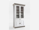 Massivholz Vitrine Bergen Landhaus 2-türig 107,5x202,1x45cm, weiß / grau