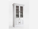 Massivholz Vitrine Bergen Landhaus 2-türig 107,5x202,1x45cm, komplett weiß