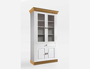 Massivholz Vitrine Bergen Landhaus 2-türig 107,5x202,1x45cm, weiß / gelaugt geölt