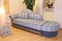 Borkum Liege Blau Liege + Hocker, Armlehne links, 240 x 95 x 95 cm