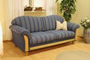 Borkum Sofa Büsum 2,5-Sitzer, unten Blau Uni / oben Blau Streifen, 210 x 95 x 97 cm